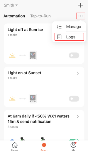 Scene Automation screen